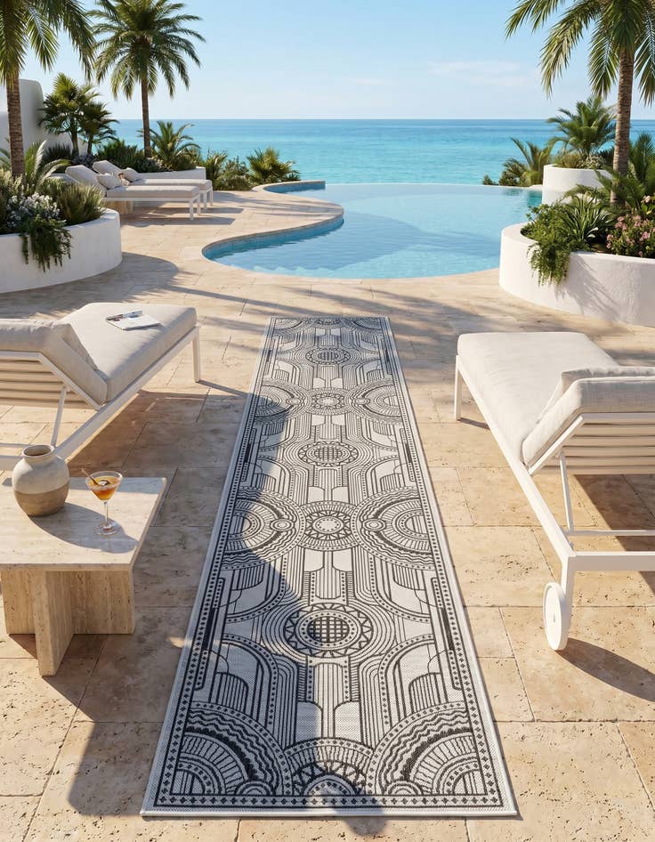 Detail image of 2' 7 x 12' Easy-Clean Traditional Indoor / Outdoor Runner Rug