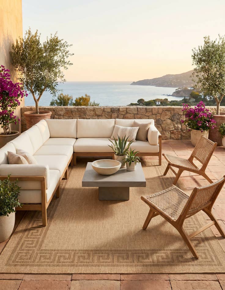 Detail image of 9' x 12' 2 Easy-Clean Border Indoor / Outdoor Rug