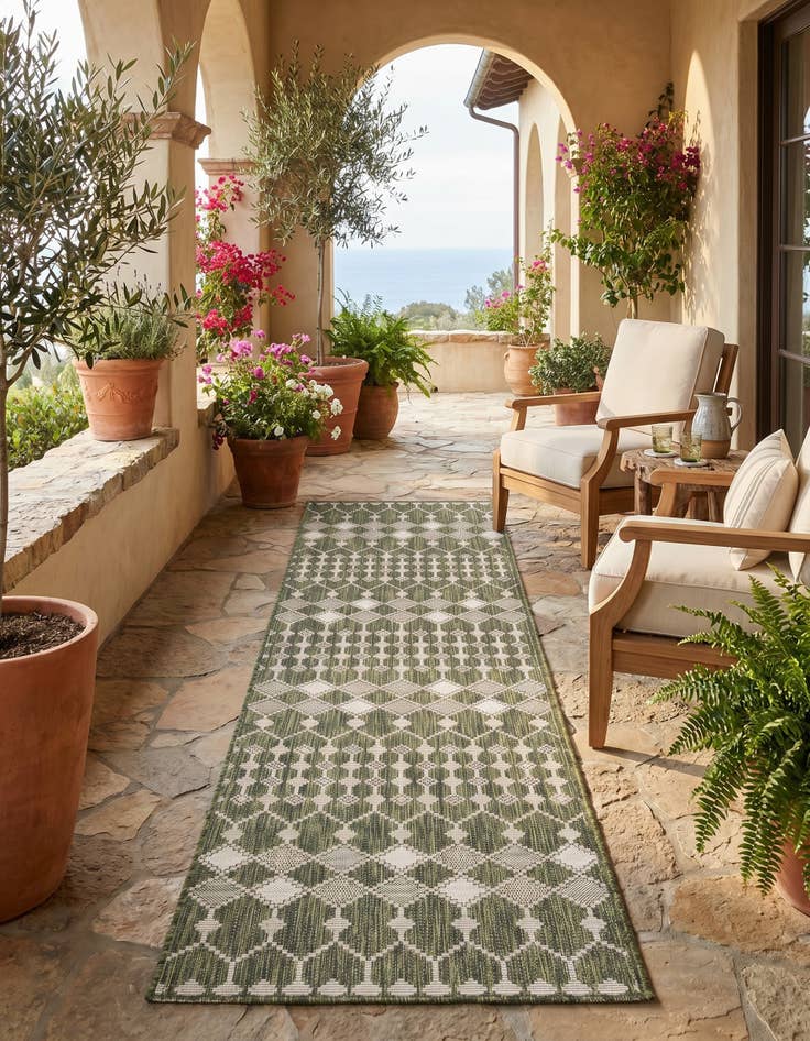 Detail image of 2' 7 x 10' Easy-Clean Lattice Indoor / Outdoor Runner Rug