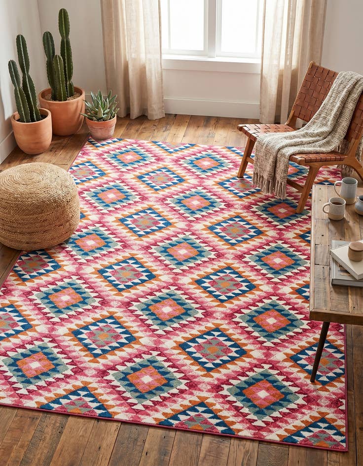 Detail image of 7' 10 x 10' Easy-Clean Southwestern Indoor / Outdoor Rug