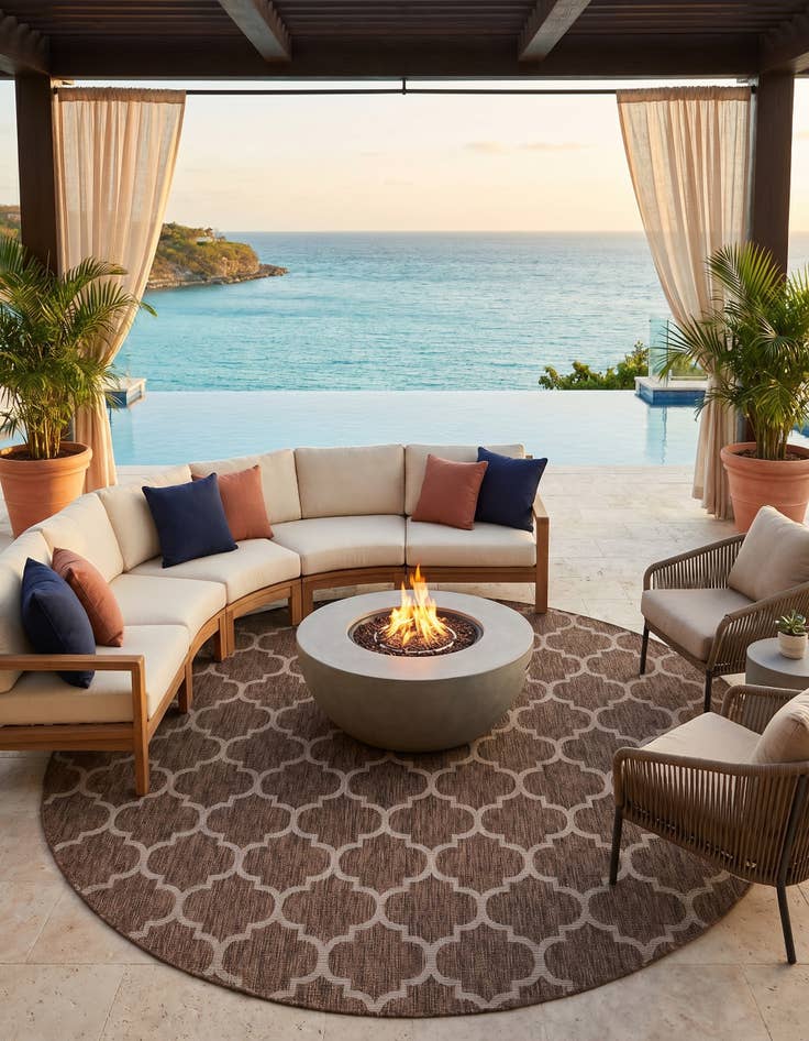 Detail image of 10' 8 x 10' 8 Easy-Clean Trellis Indoor / Outdoor Round Rug