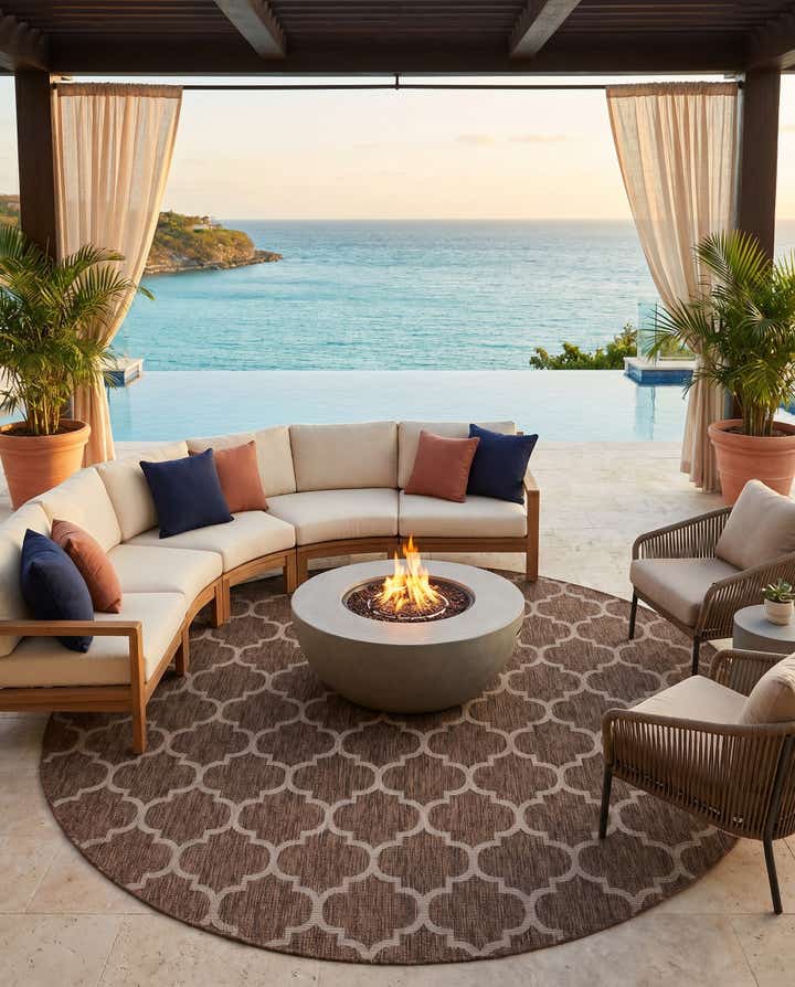 10' 8 x 10' 8 Easy-Clean Lattice Indoor / Outdoor Round Rug