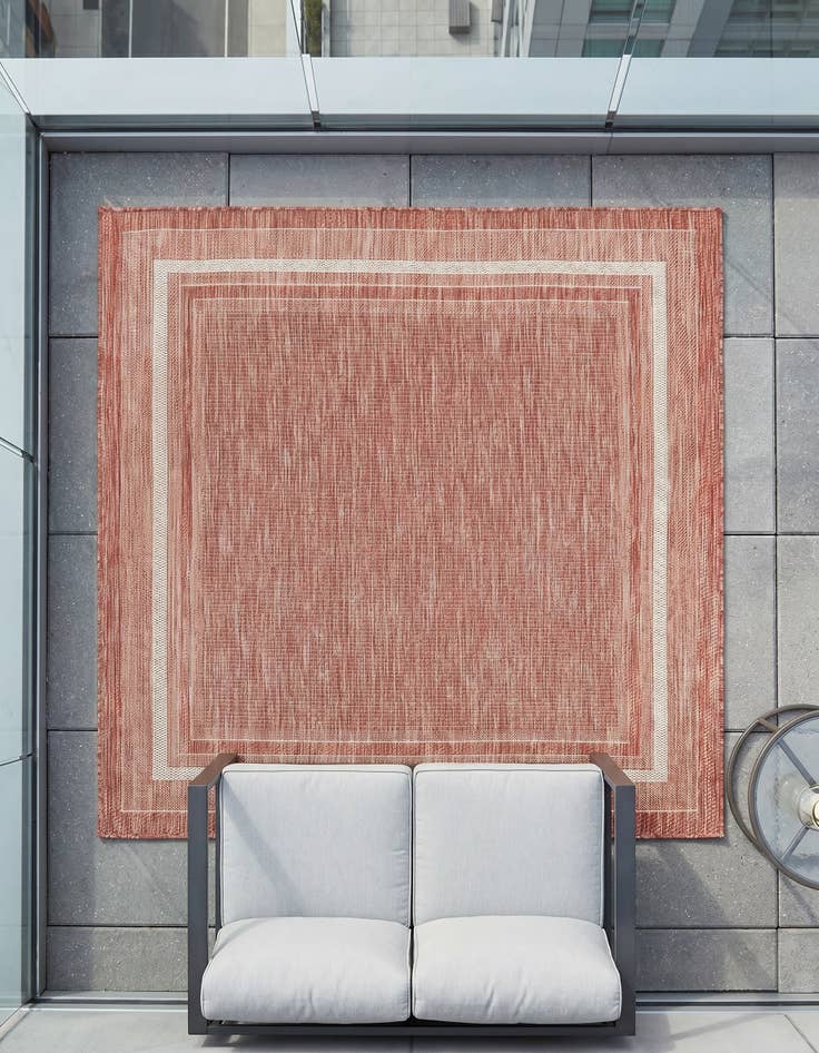 Detail image of 5' 3 x 5' 3 Easy-Clean Border Indoor / Outdoor Square Rug