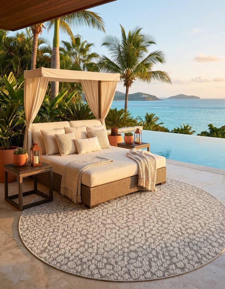 Detail image of 7' 10 x 7' 10 Easy-Clean Safari Indoor / Outdoor Round Rug