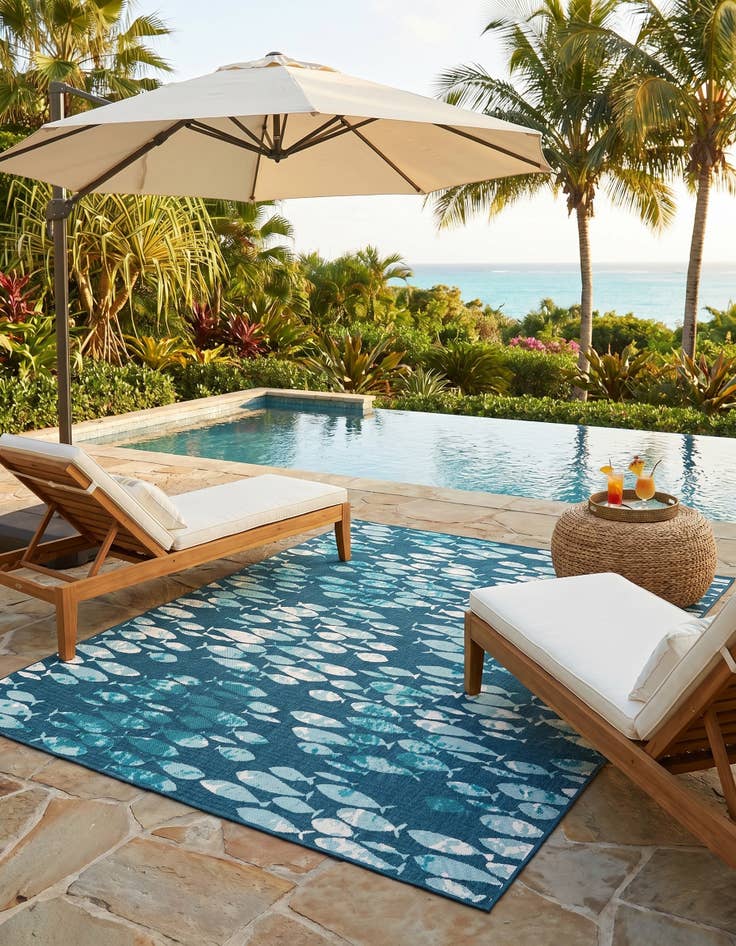 Detail image of 7' 10 x 10' Easy-Clean Coastal Indoor / Outdoor Rug