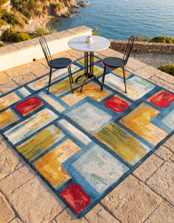Detail image of 6' x 6' Easy-Clean Modern Indoor / Outdoor Square Rug