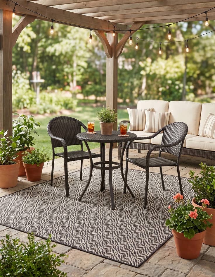 Detail image of 6' x 6' Easy-Clean Trellis Indoor / Outdoor Square Rug