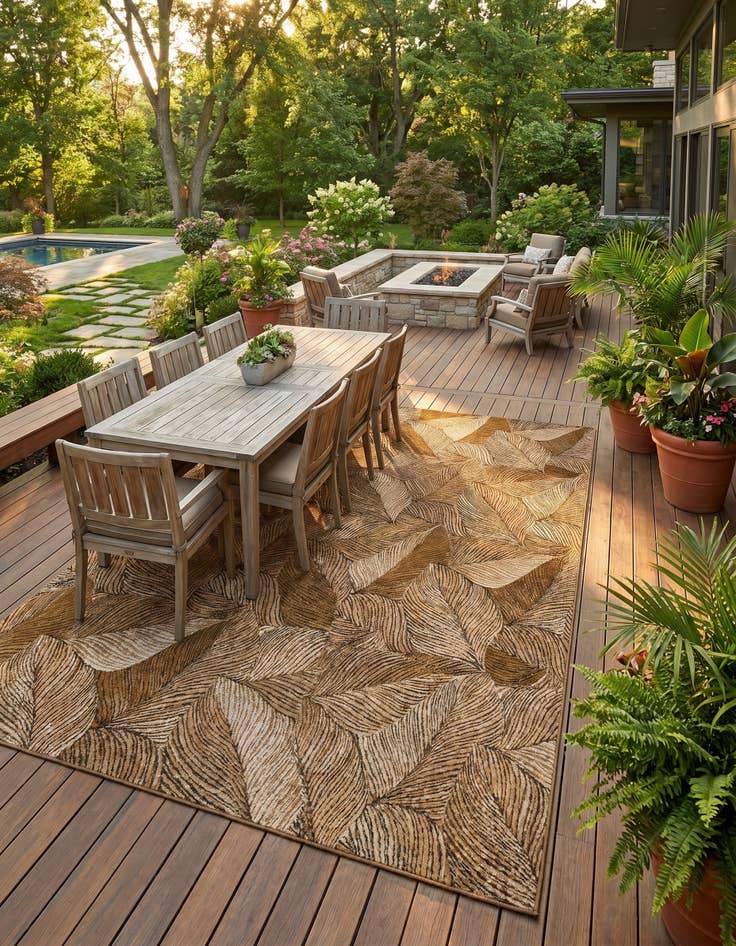 Detail image of 10' x 14' Easy-Clean Botanical Indoor / Outdoor Rug