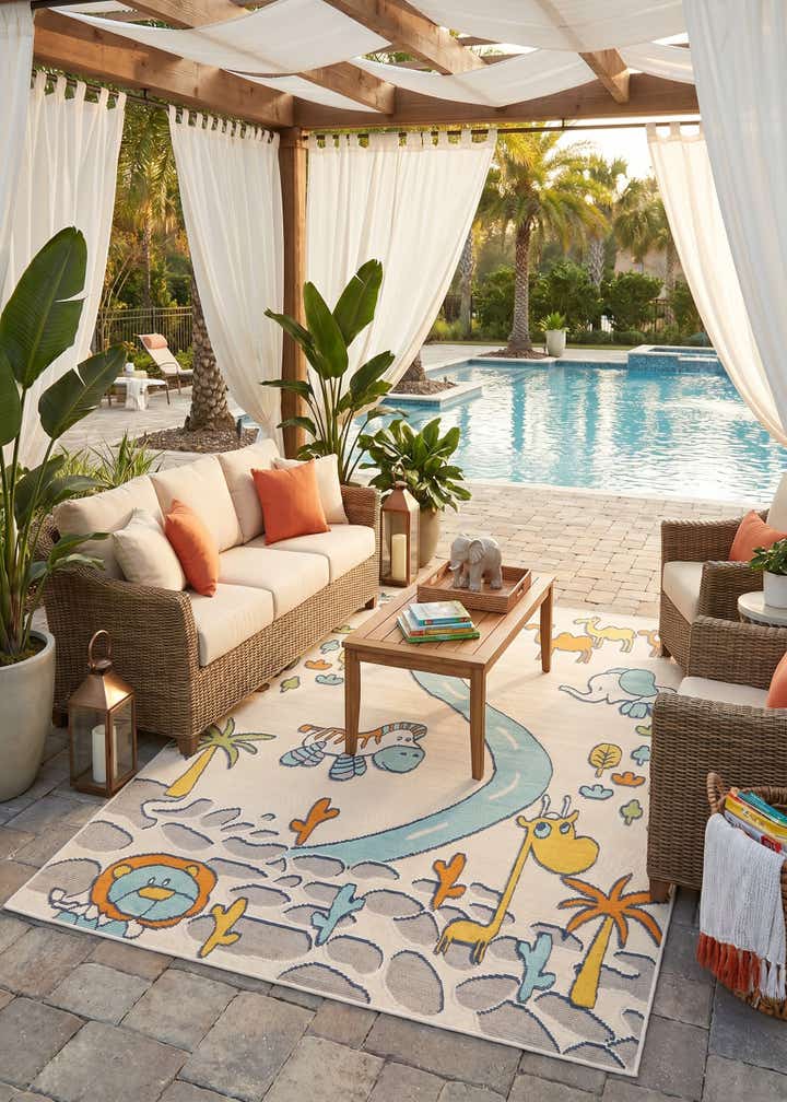 5' 3 x 7' 7 Easy-Clean Indoor / Outdoor Rug