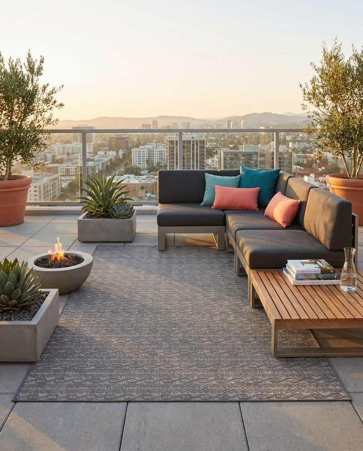 5' 3 x 8' Easy-Clean Modern Indoor / Outdoor Rug