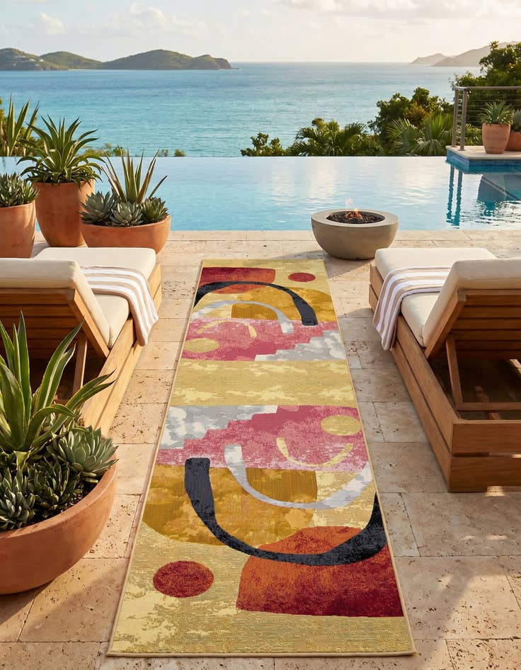 Detail image of 2' 7 x 12' Easy-Clean Modern Indoor / Outdoor Runner Rug