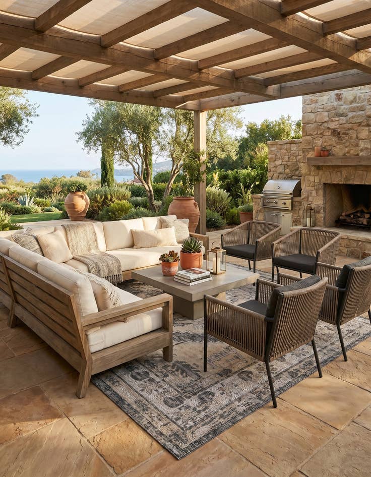 Detail image of 7' x 10' Easy-Clean Traditional Indoor / Outdoor Rug