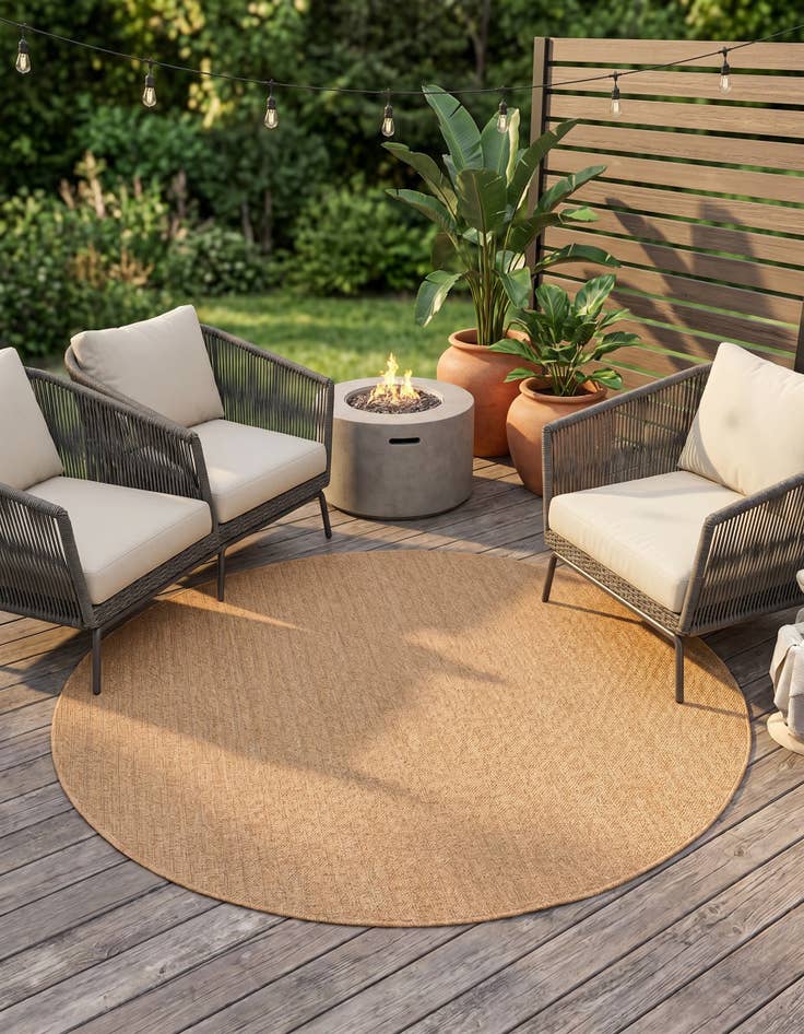 Detail image of 6' x 6' Easy-Clean Modern Indoor / Outdoor Round Rug