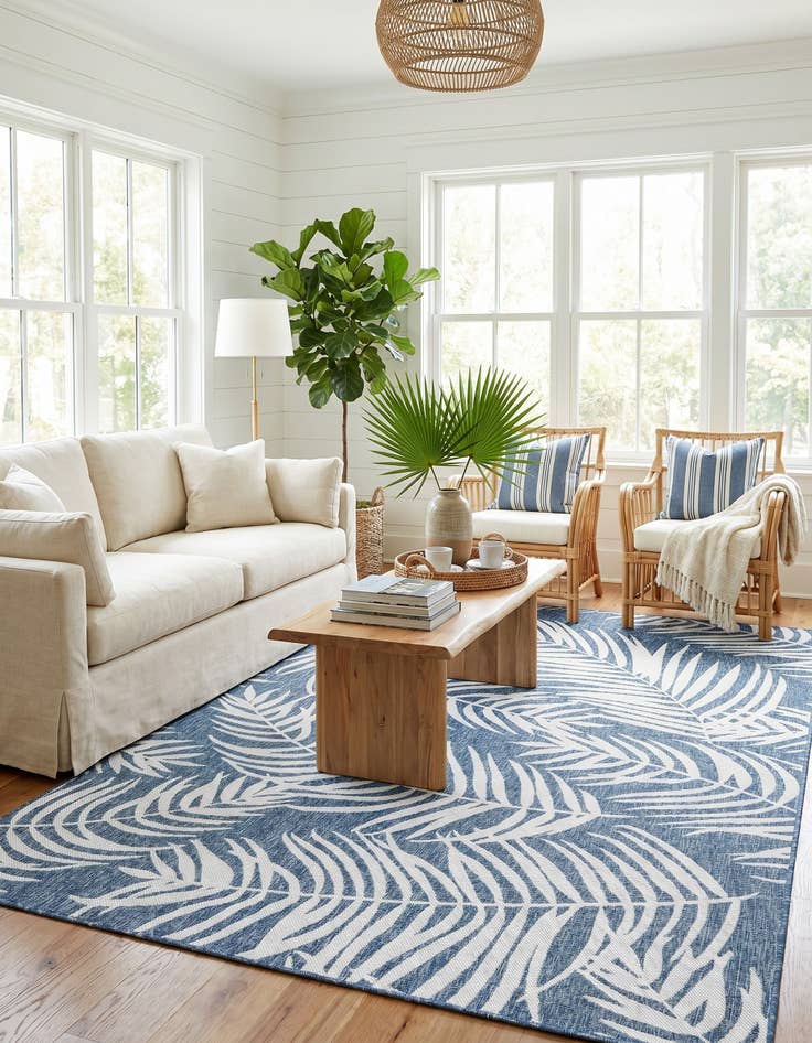 Detail image of 7' 10 x 11' Easy-Clean Botanical Indoor / Outdoor Rug