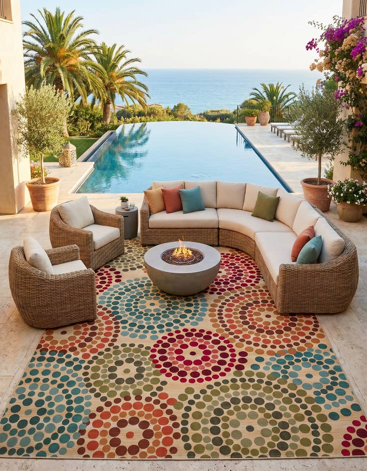 Detail image of 10' x 14' Easy-Clean Modern Indoor / Outdoor Rug