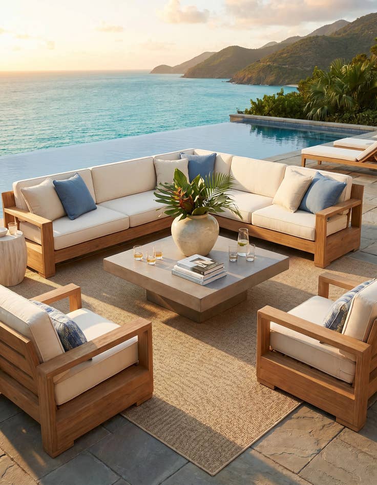 Detail image of 7' 10 x 7' 10 Easy-Clean Solid Indoor / Outdoor Square Rug