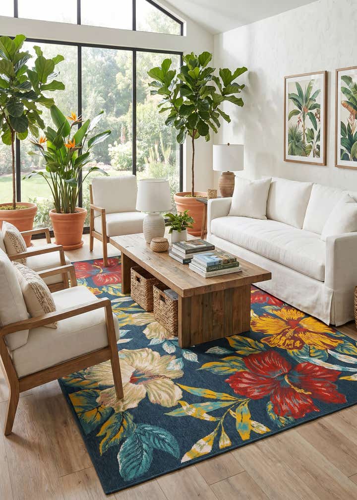 7' 10 x 11' Easy-Clean Coastal Indoor / Outdoor Rug