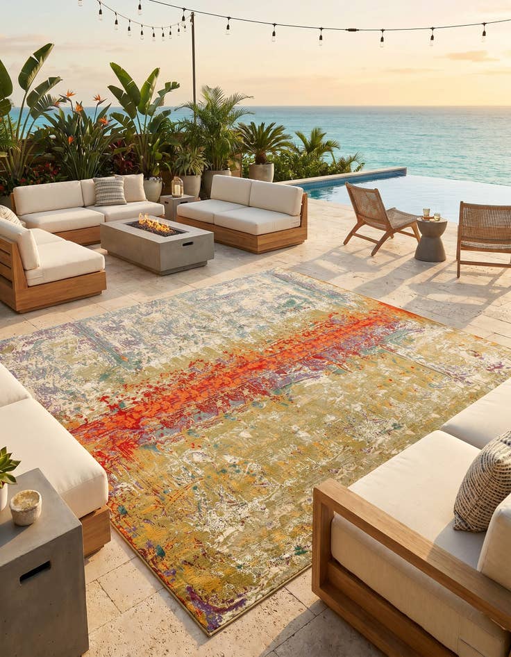 Detail image of 12' x 12' Easy-Clean Modern Indoor / Outdoor Square Rug