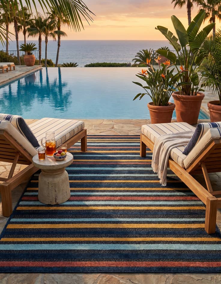 Detail image of 5' 3 x 8' Easy-Clean Belize Indoor / Outdoor Rug