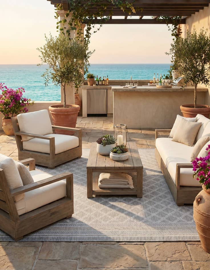 Detail image of 7' 10 x 10' Easy-Clean Lattice Indoor / Outdoor Rug