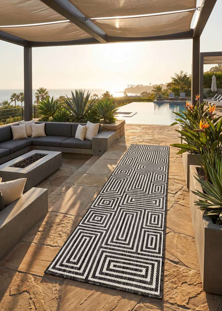 2' x 8' Easy-Clean Modern Indoor / Outdoor Runner Rug