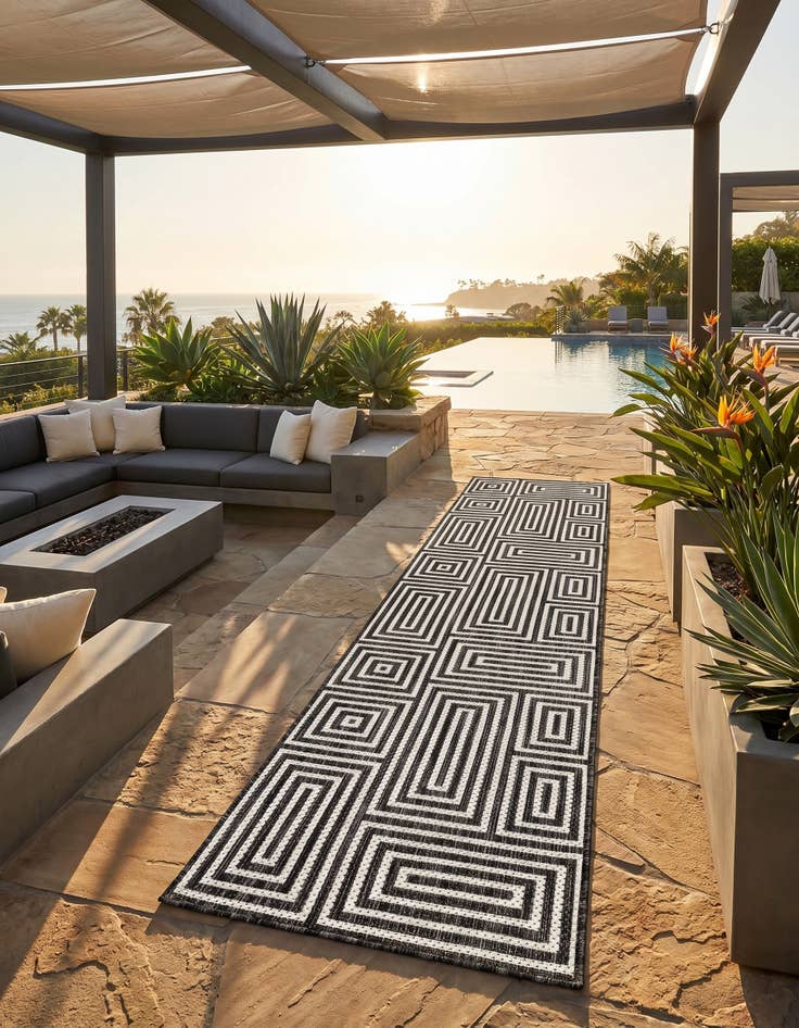 Detail image of 2' x 8' Easy-Clean Modern Indoor / Outdoor Runner Rug