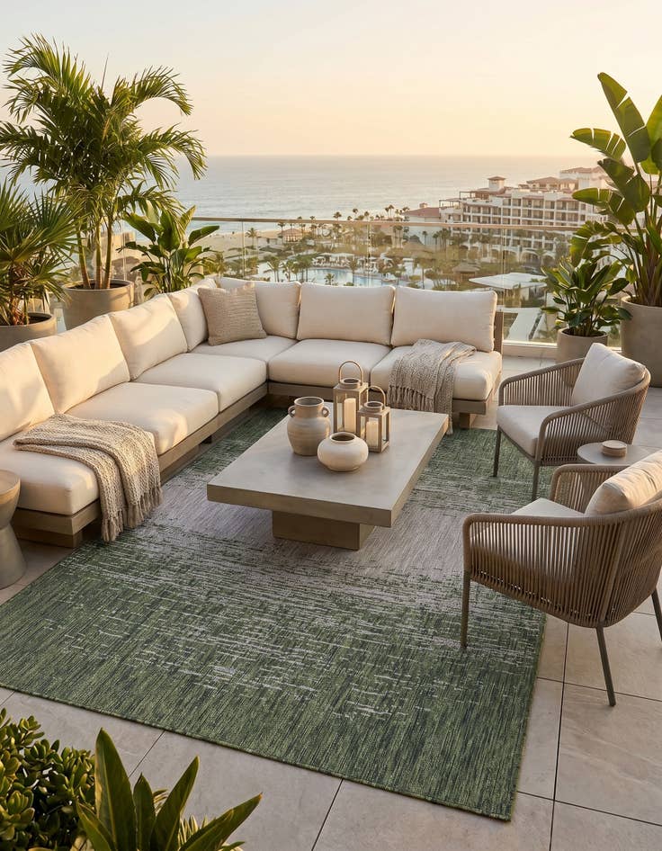 Detail image of 5' 3 x 8' Easy-Clean Modern Indoor / Outdoor Rug