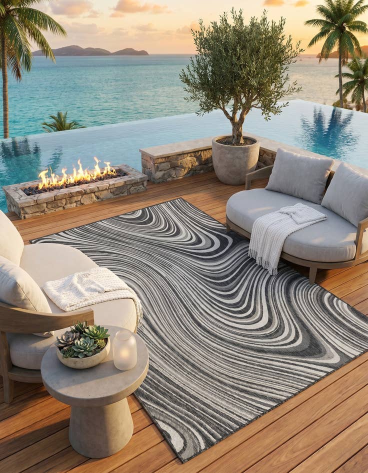 Detail image of 5' 3 x 8' Easy-Clean Modern Indoor / Outdoor Rug