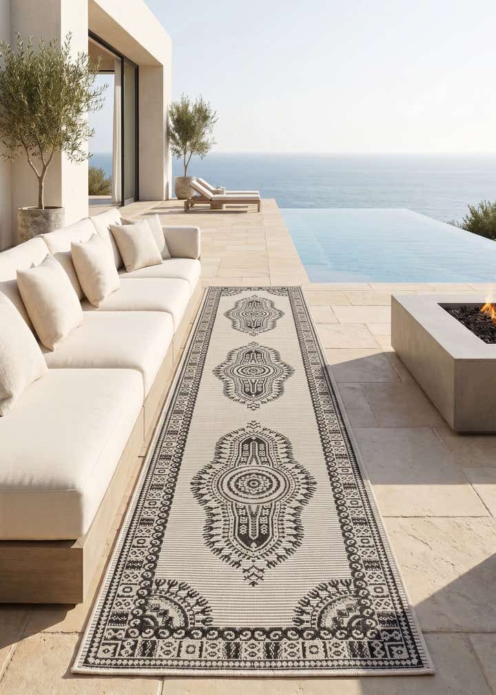 2' 7 x 12' Easy-Clean Traditional Indoor / Outdoor Runner Rug