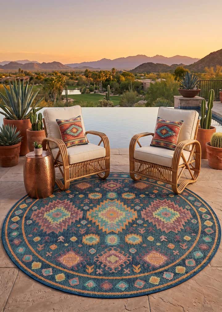 6' 1 x 6' 1 Easy-Clean Baja Indoor / Outdoor Round Rug