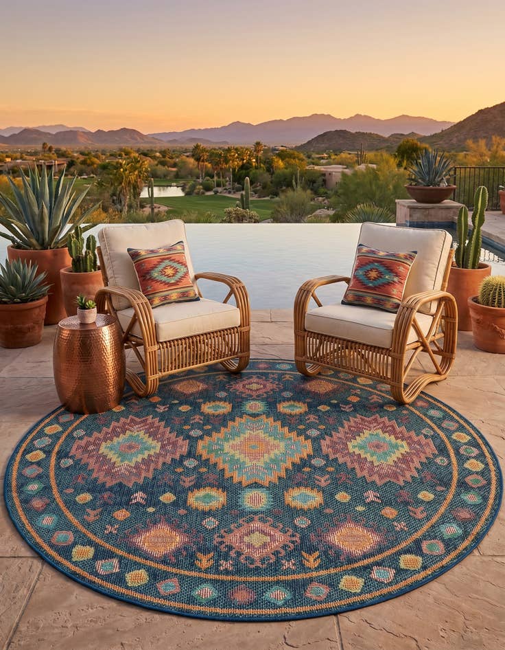 Detail image of 6' 1 x 6' 1 Easy-Clean Baja Indoor / Outdoor Round Rug
