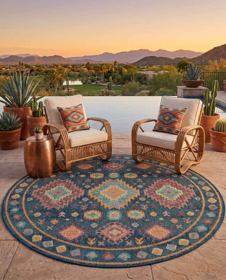 6' 1 x 6' 1 Easy-Clean Baja Indoor / Outdoor Round Rug