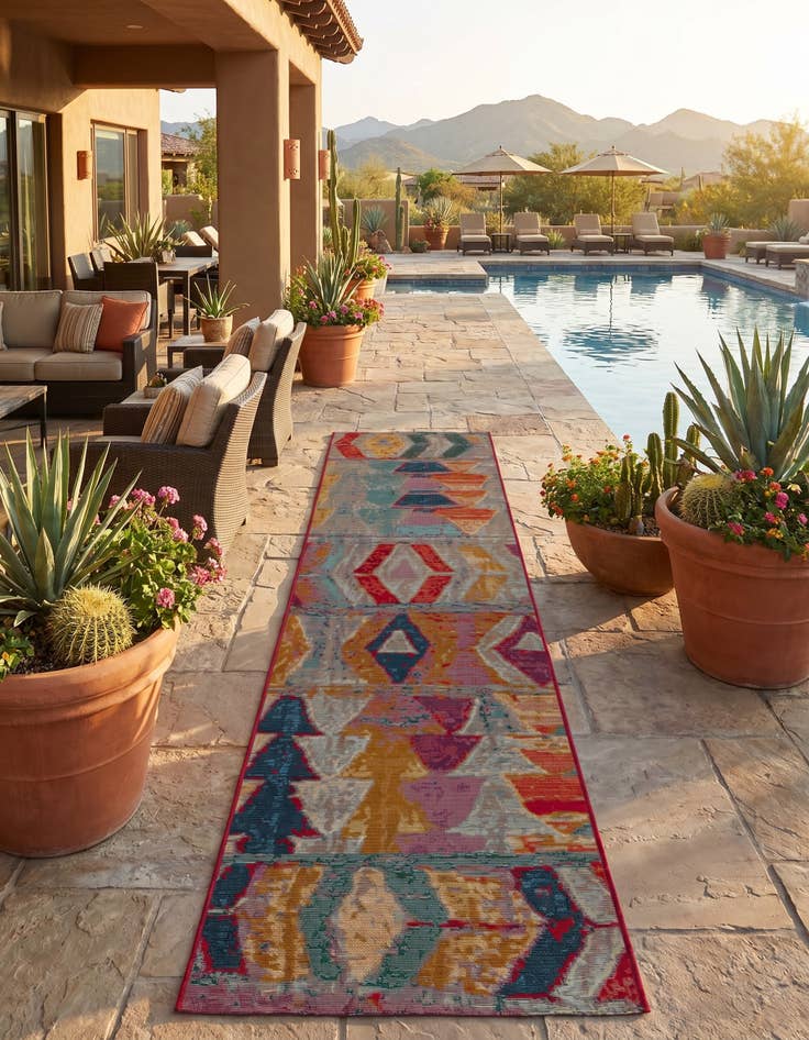 Detail image of 2' x 8' Easy-Clean Modern Indoor / Outdoor Runner Rug