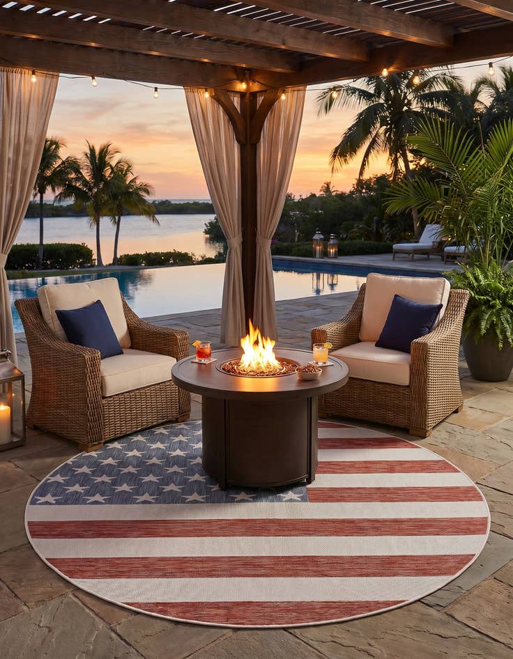 Detail image of 7' x 7' Easy-Clean Jill Zarin Indoor / Outdoor Round Rug