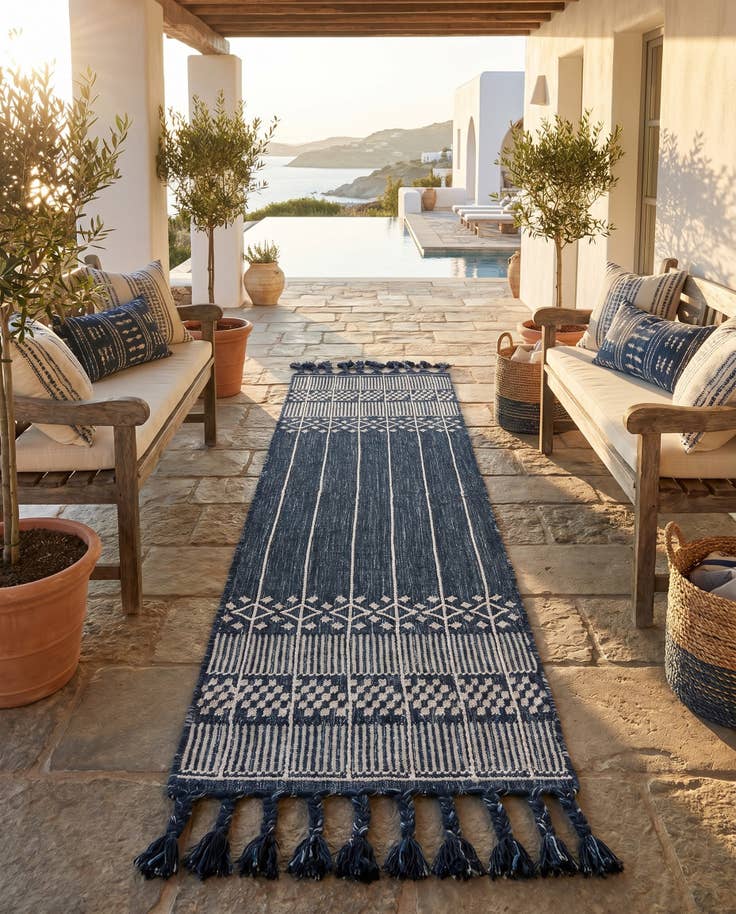 Detail image of 2' 2 x 8' 2 Easy-Clean Eco Bohemian Indoor / Outdoor Runner Rug