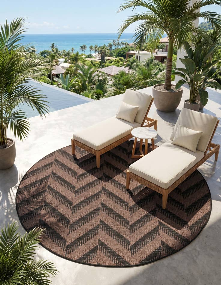 Detail image of 6' x 6' Easy-Clean Modern Indoor / Outdoor Round Rug