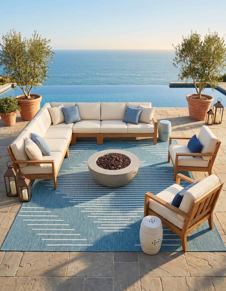 Detail image of 10' 8 x 10' 8 Easy-Clean Modern Indoor / Outdoor Square Rug