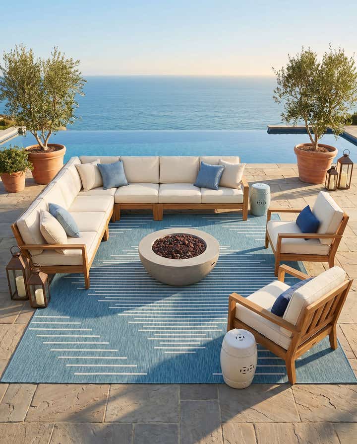 10' 8 x 10' 8 Easy-Clean Modern Indoor / Outdoor Square Rug
