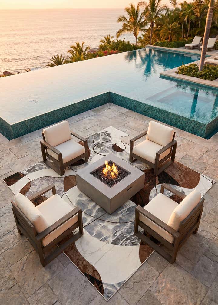 8' x 8' Easy-Clean Modern Indoor / Outdoor Square Rug