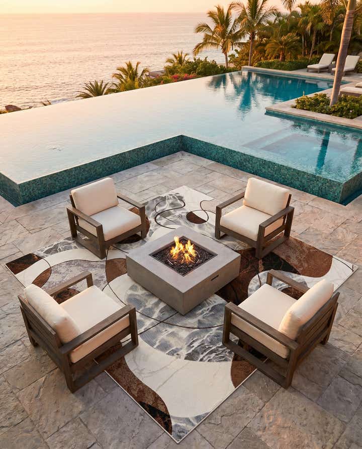 8' x 8' Easy-Clean Modern Indoor / Outdoor Square Rug