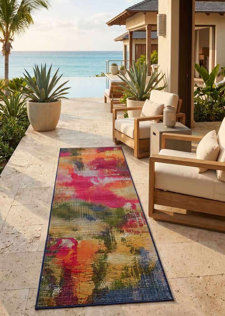 2' x 6' Easy-Clean Modern Indoor / Outdoor Runner Rug
