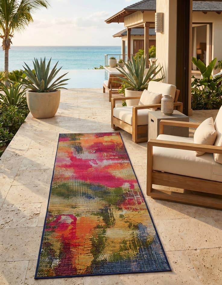 Detail image of 2' x 6' Easy-Clean Modern Indoor / Outdoor Runner Rug