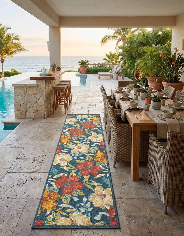 Detail image of 2' 7 x 10' Easy-Clean Coastal Indoor / Outdoor Runner Rug