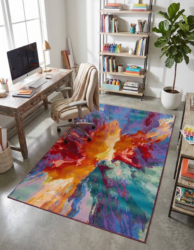 Detail image of 5' 3 x 8' Easy-Clean Modern Indoor / Outdoor Rug