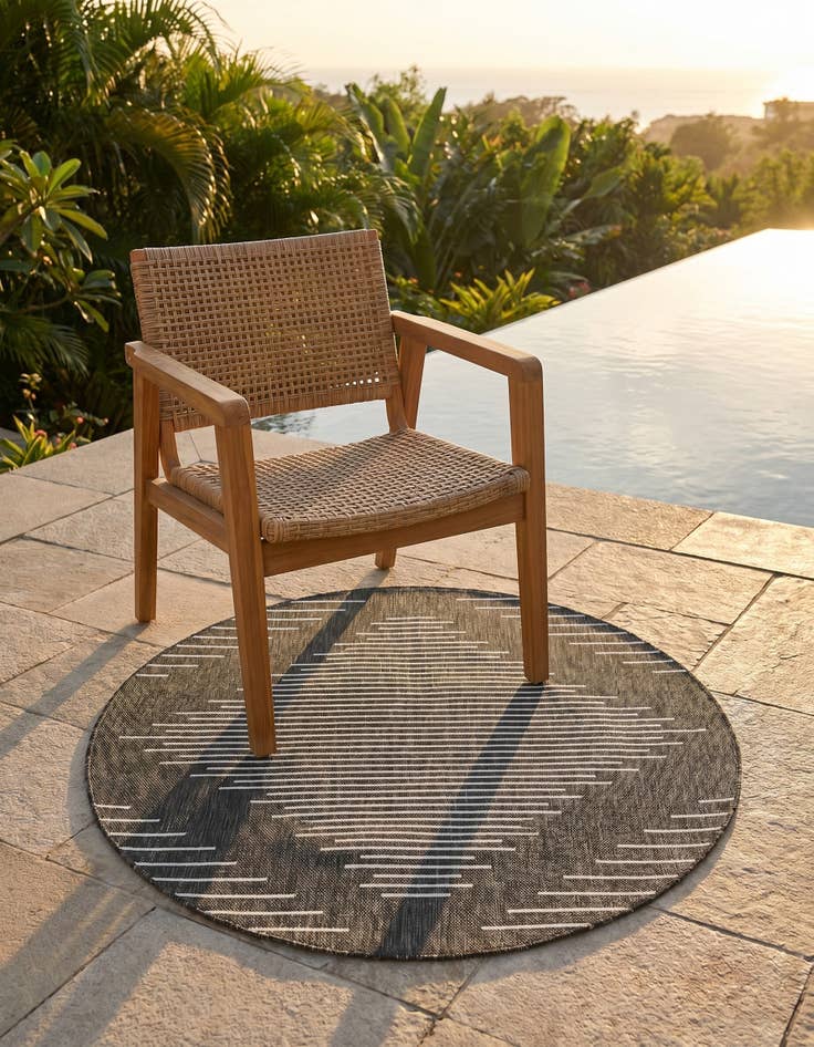 Detail image of 3' x 3' Easy-Clean Modern Indoor / Outdoor Round Rug