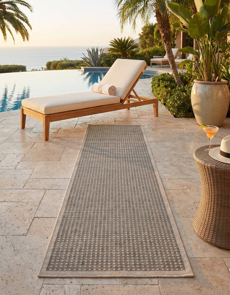 Detail image of 2' 7 x 12' Easy-Clean Border Indoor / Outdoor Runner Rug