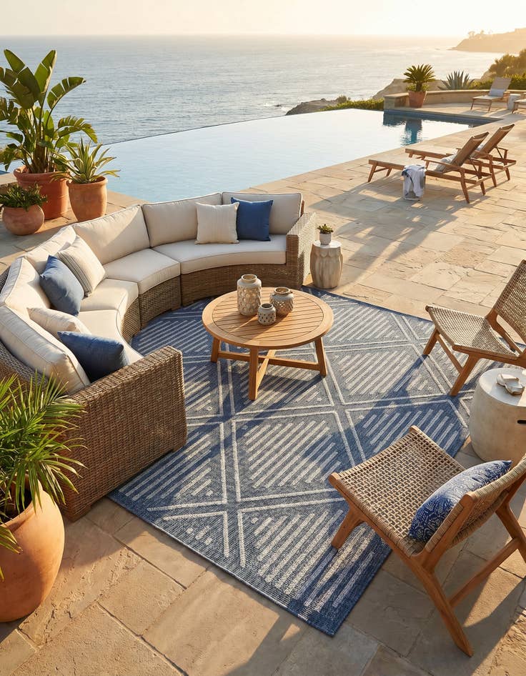 Detail image of 7' 10 x 7' 10 Easy-Clean Lattice Indoor / Outdoor Square Rug