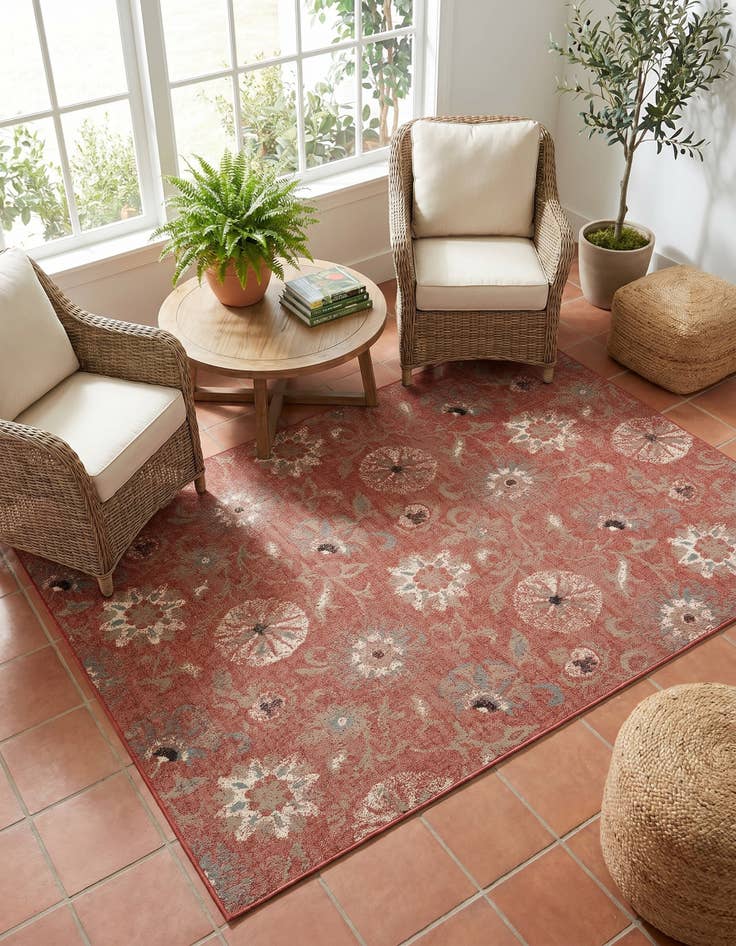 Detail image of 7' 10 x 10' Easy-Clean Botanical Indoor / Outdoor Rug