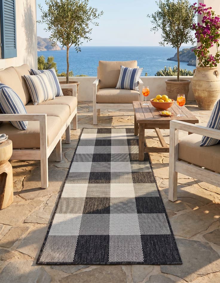 Detail image of 2' x 5' 3 Easy-Clean Checkered Indoor / Outdoor Runner Rug