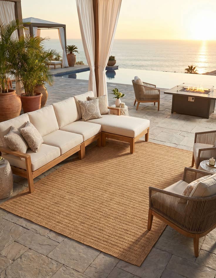 Detail image of 8' x 11' 4 Easy-Clean Border Indoor / Outdoor Rug